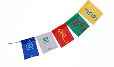 Bandeira dupla tibetana  OM MANI PADME HUM